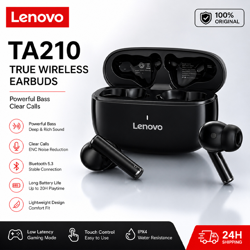 Anc Wireless Over Ear Headphones - Lenovo TA210 Bluetooth Wireless Headphones Built