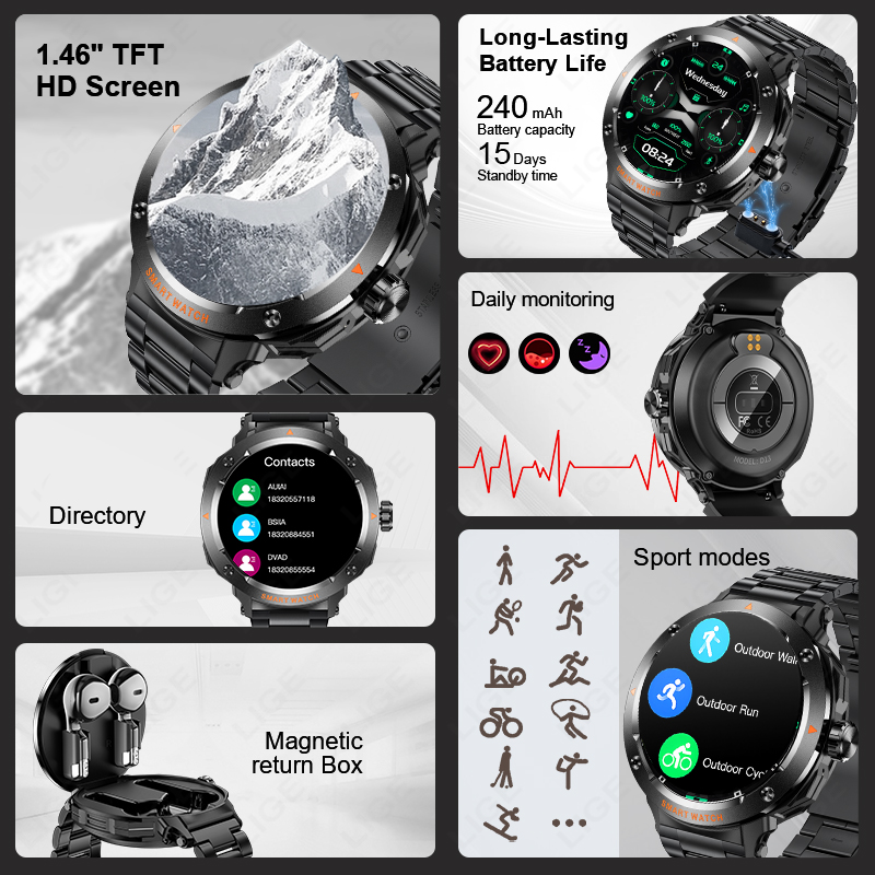 LIGE New 2 In 1 Smart Watch wi - огляд і ціна Tws Earbuds Bluetooth 5.3