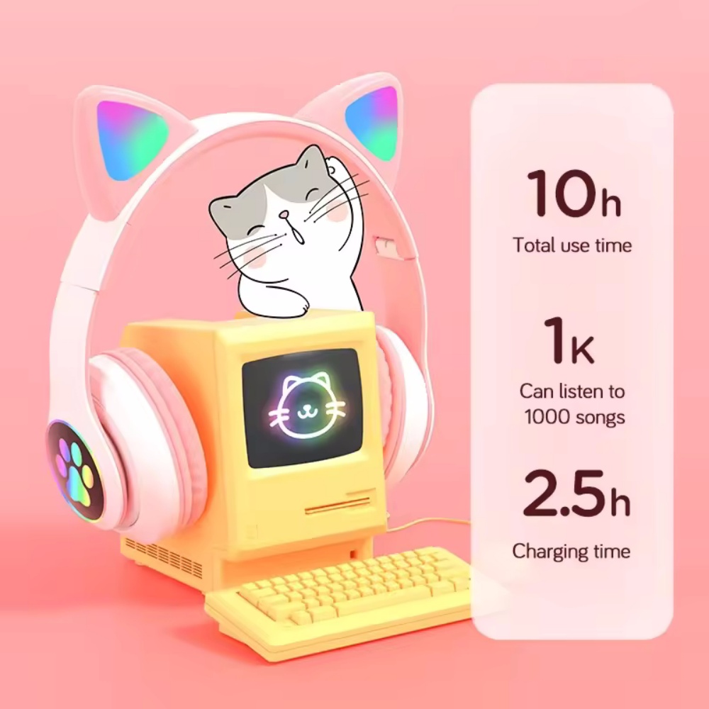Foldable Wireless Bluetooth He - огляд і ціна Cat Ear Bluetooth Headset Led