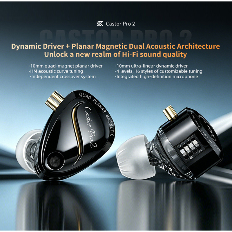 KZ Castor Pro 2 HiFi IEM Earph - огляд і ціна Type C Wired Earphones With Mic