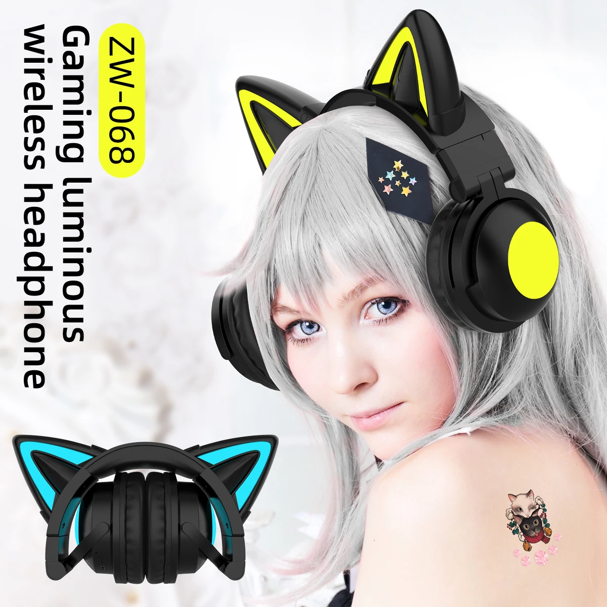 ZW068 Bluetooth Headphones LED - огляд і ціна Cat Ear Bluetooth Headset Led