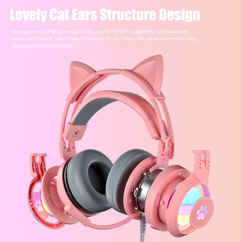 Cute Cat Ear Gaming Headphones - огляд і ціна Gaming Headset With Mic Rgb